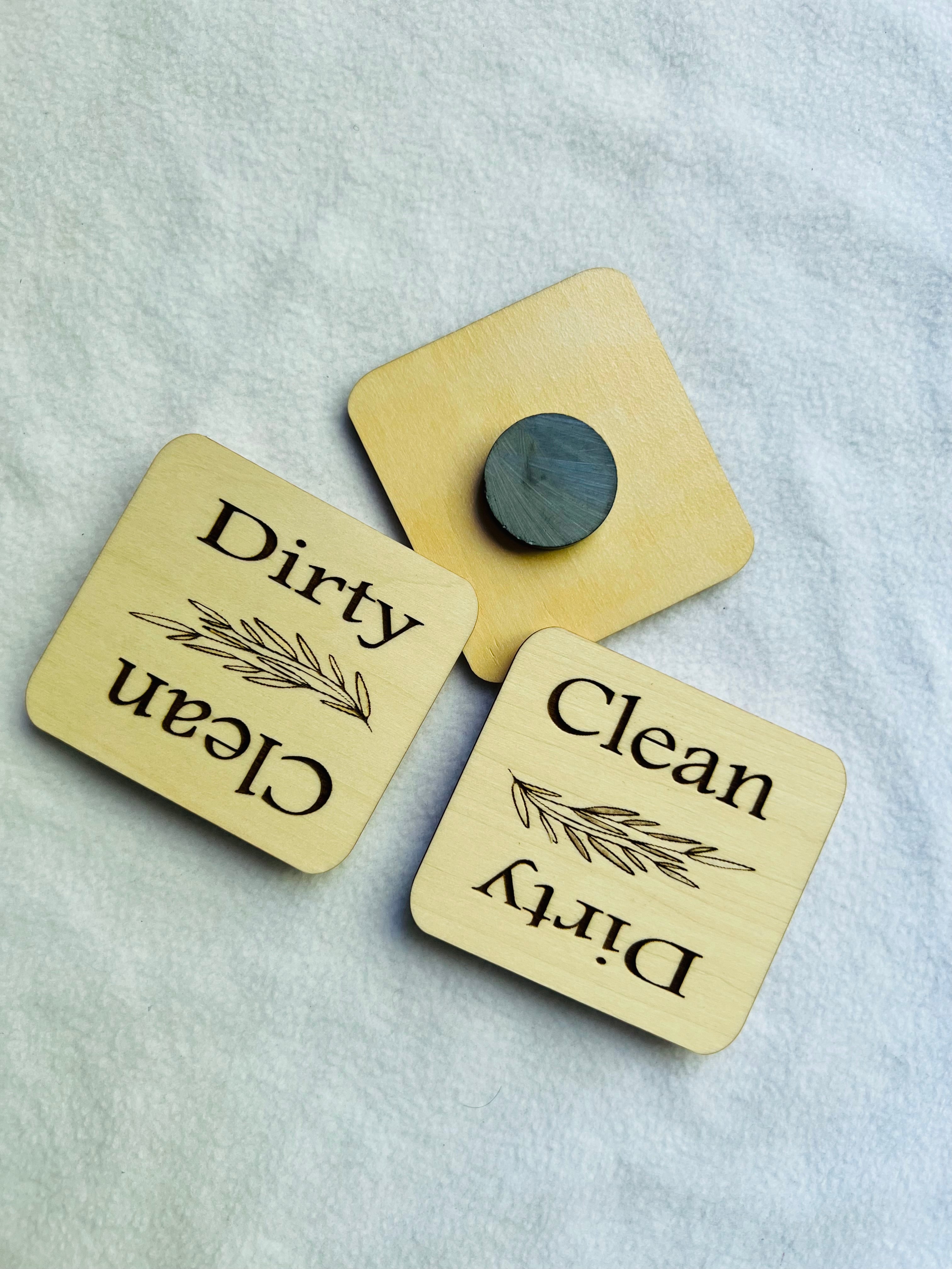 Dishwasher Clean/Dirty Magnet | Engraved Wooden Dishwasher Magnet | Clean/Dirty image 0