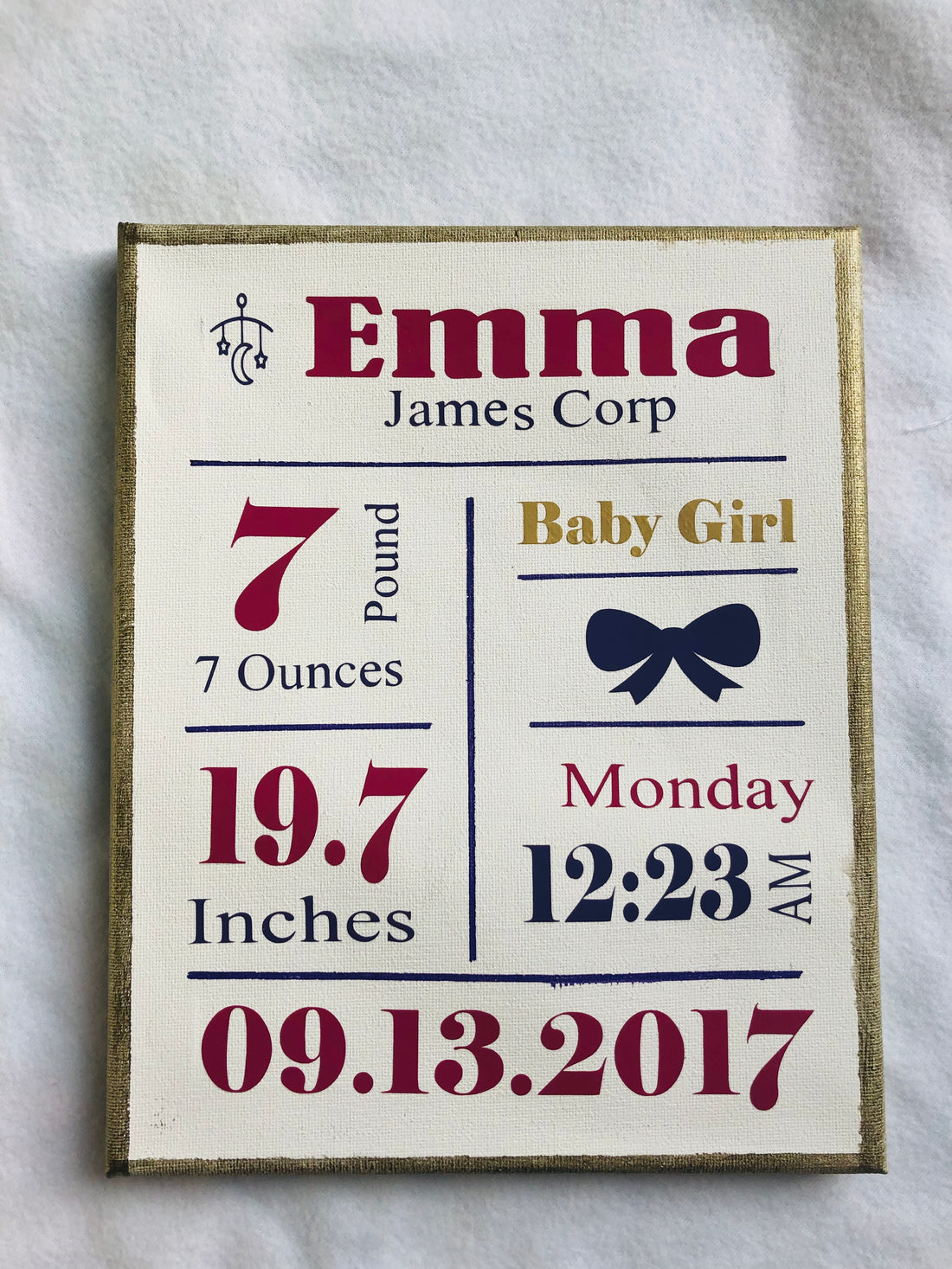 Keepsake Birth Stats Canvas image 0
