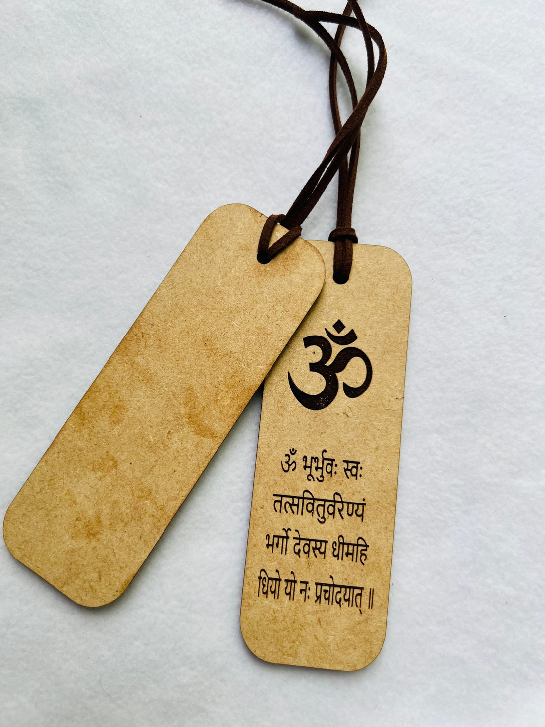 OM Hindu engraved wooden bookmark, Pooja return gift items image 0