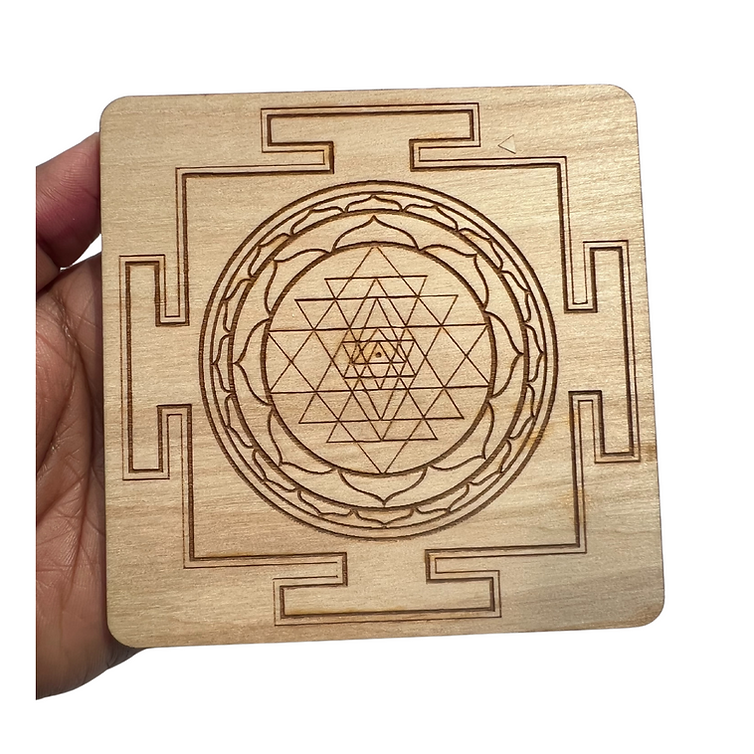 Saraswati Yantra Wooden Frame – Goddess of Knowledge Wall Art