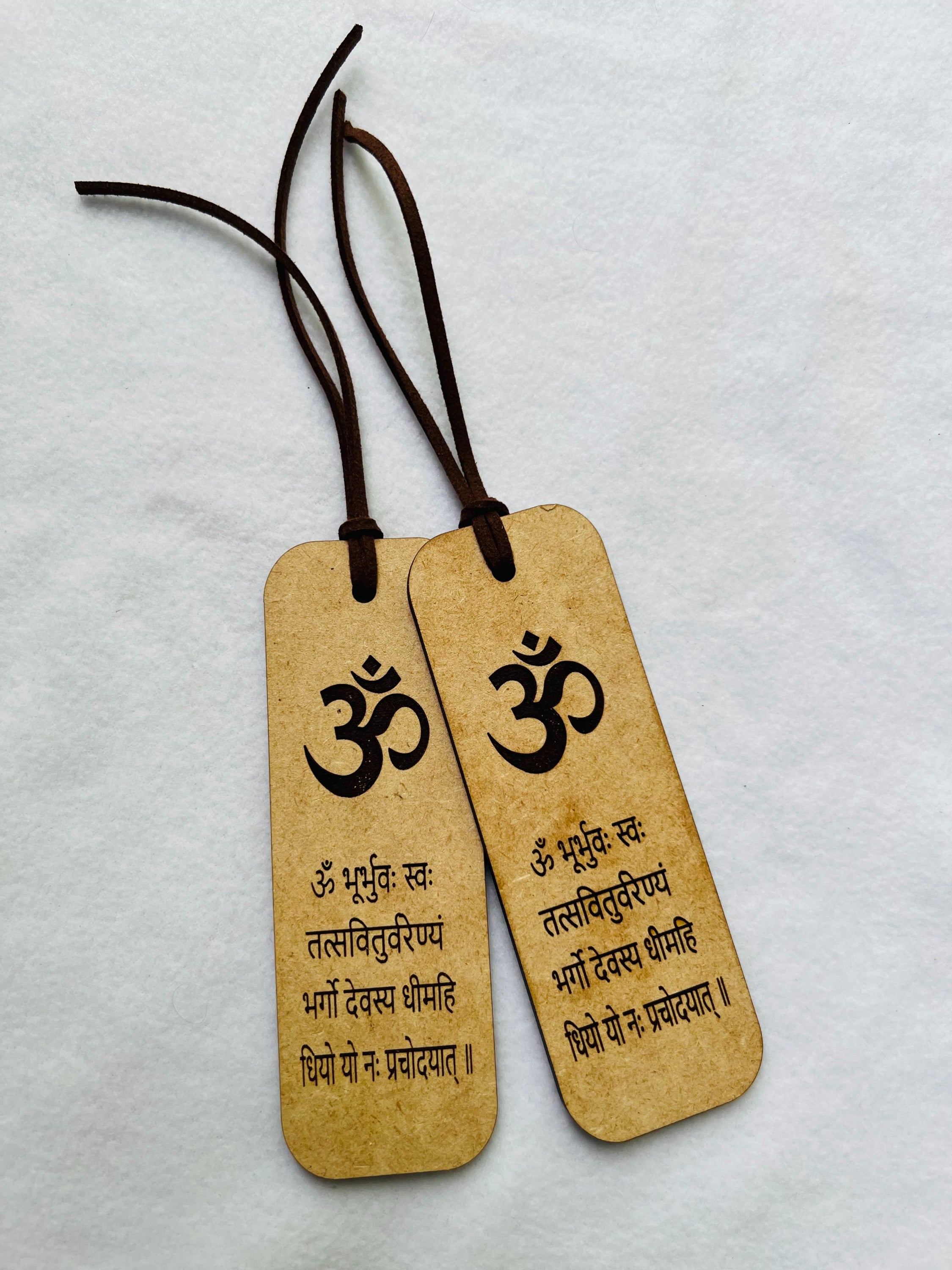 OM Hindu engraved wooden bookmark, Pooja return gift items image 1