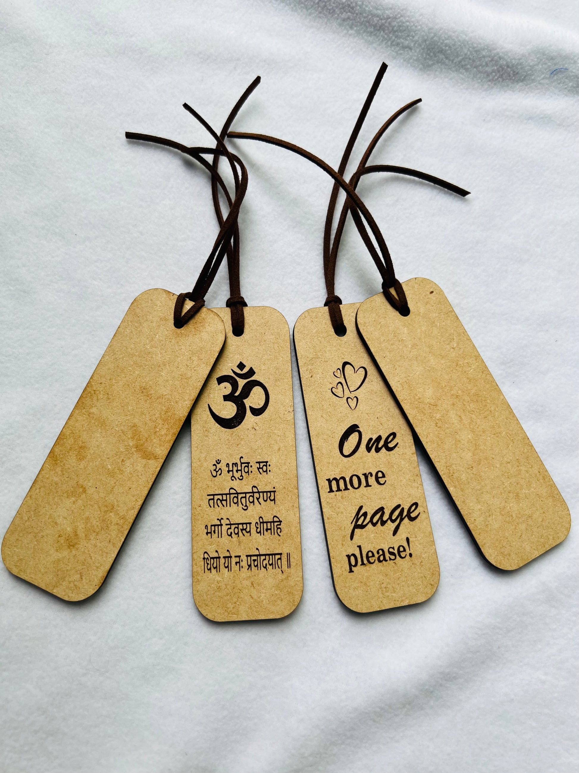 OM Hindu engraved wooden bookmark, Pooja return gift items image 2
