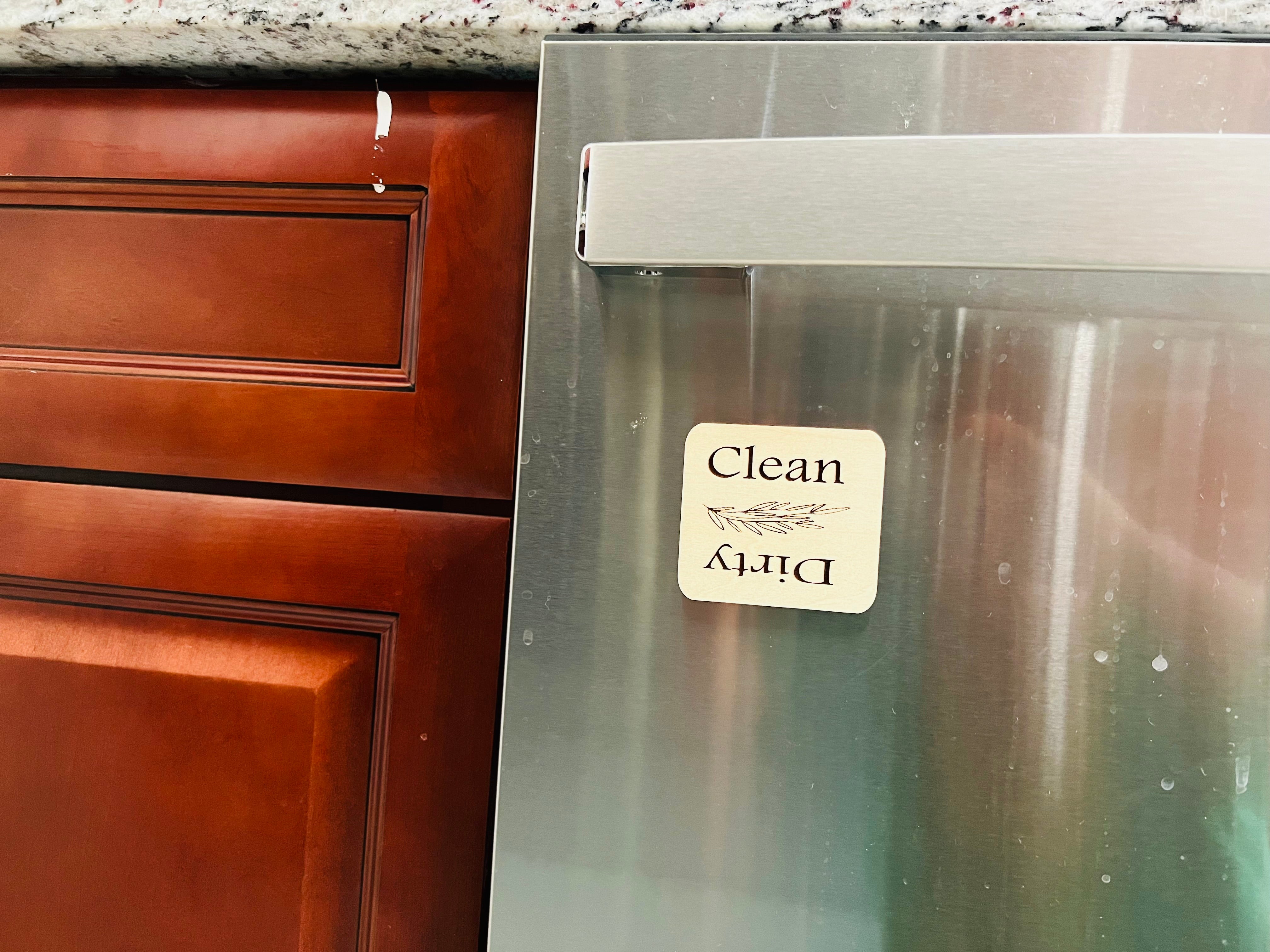 Dishwasher Clean/Dirty Magnet | Engraved Wooden Dishwasher Magnet | Clean/Dirty image 2