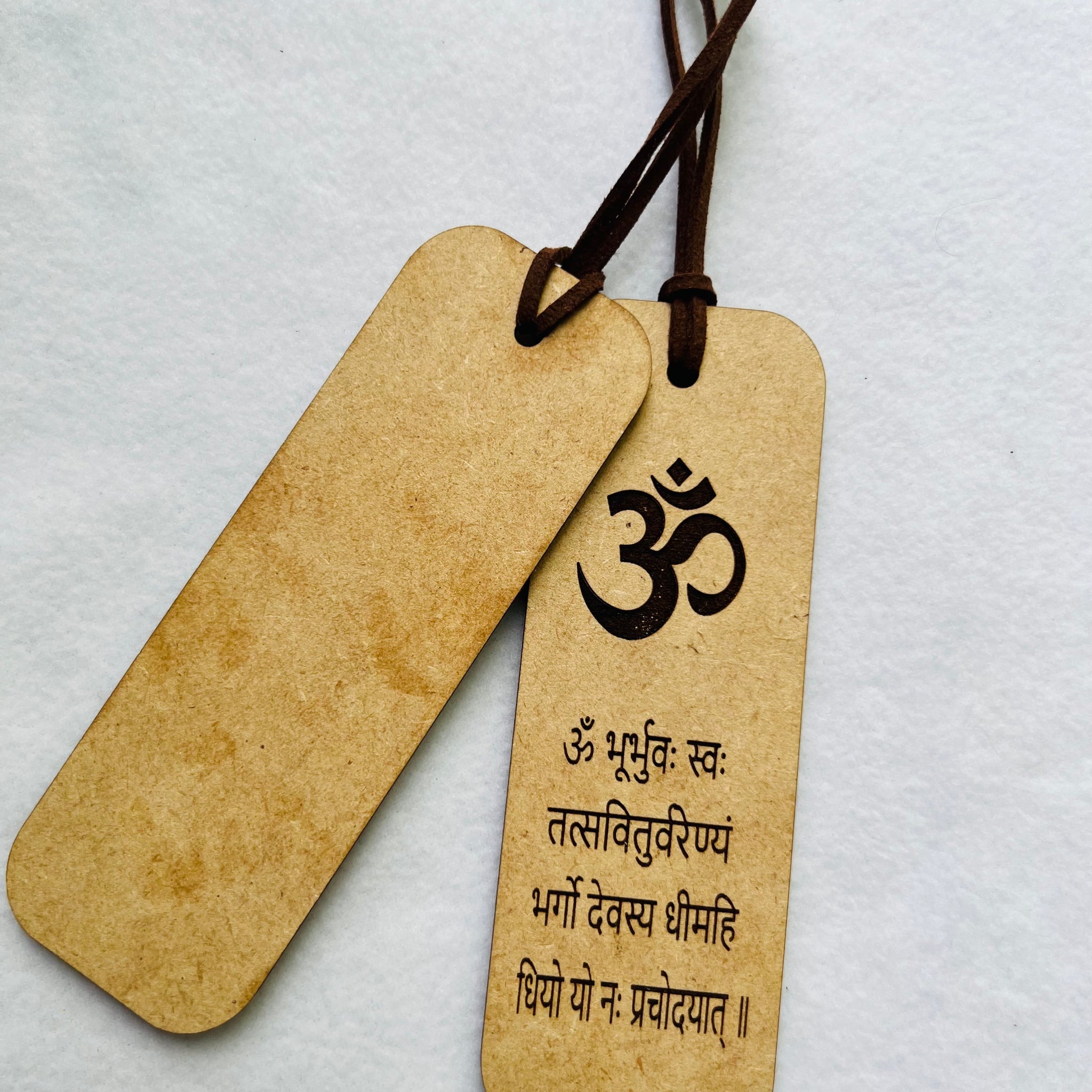 OM Hindu engraved wooden bookmark, Pooja return gift items image 0