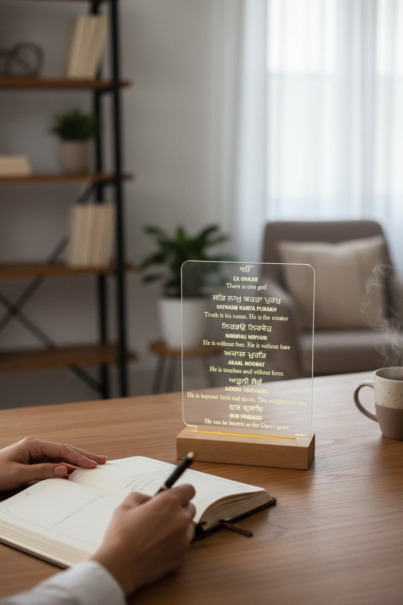 Ek Onkar Mool Mantra English LED Lamp