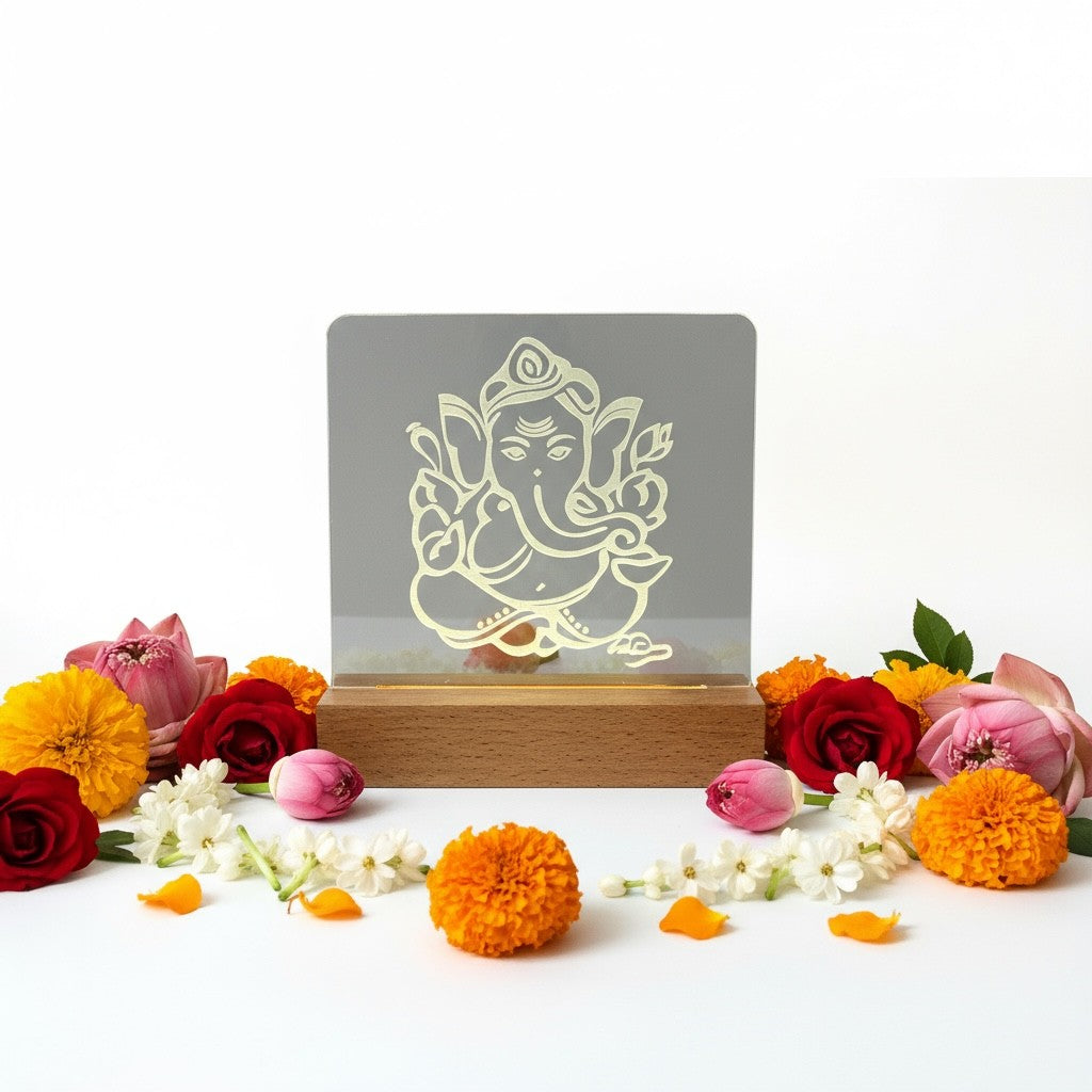 Ganesha Acrylic Night Lamp – Spiritual LED Light for Home