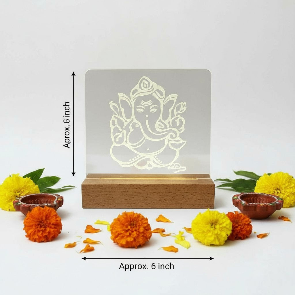 Ganesha Acrylic Night Lamp – Spiritual LED Light for Home