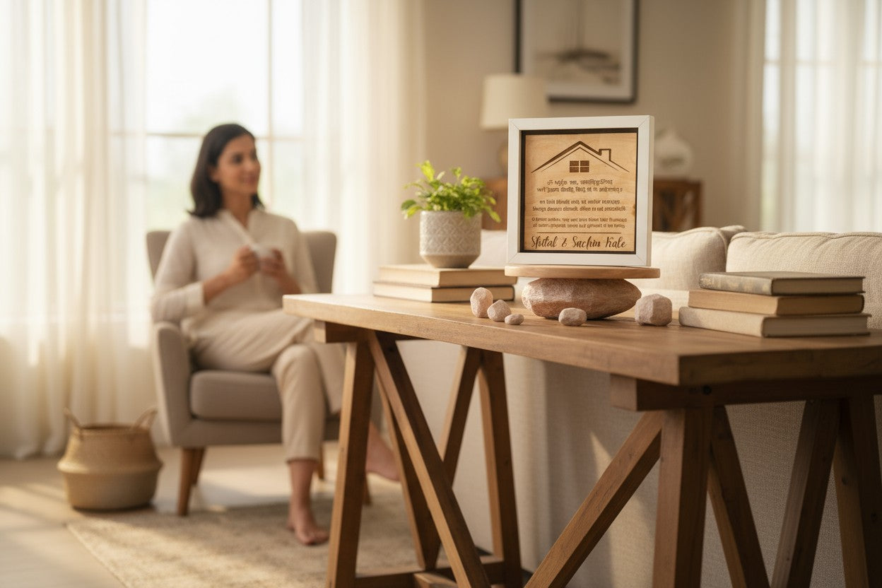 Gayatri Mantra Frame with Home Symbol