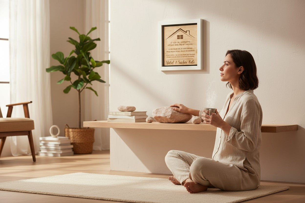 Gayatri Mantra Frame with Home Symbol